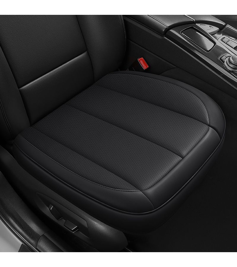 Coffee Brown Single Seat Ergonomic Car Driver And Passenger Cushion With Perforated Faux Leather And Contour Embroidery Full Surround Design - Image 4