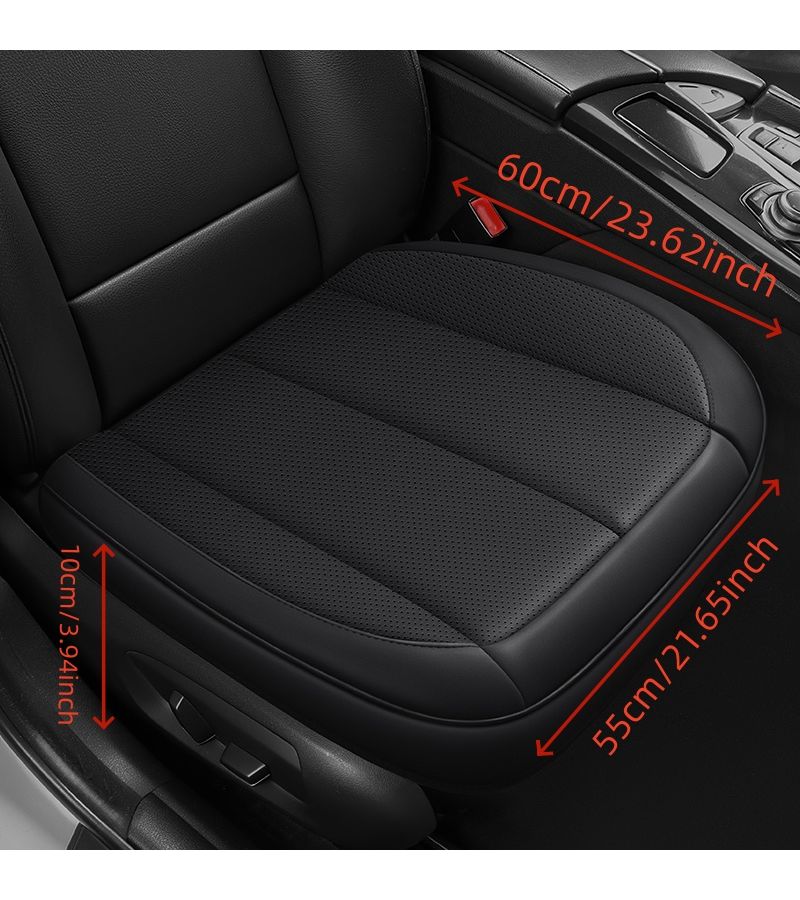 Coffee Brown Single Seat Ergonomic Car Driver And Passenger Cushion With Perforated Faux Leather And Contour Embroidery Full Surround Design - Image 2