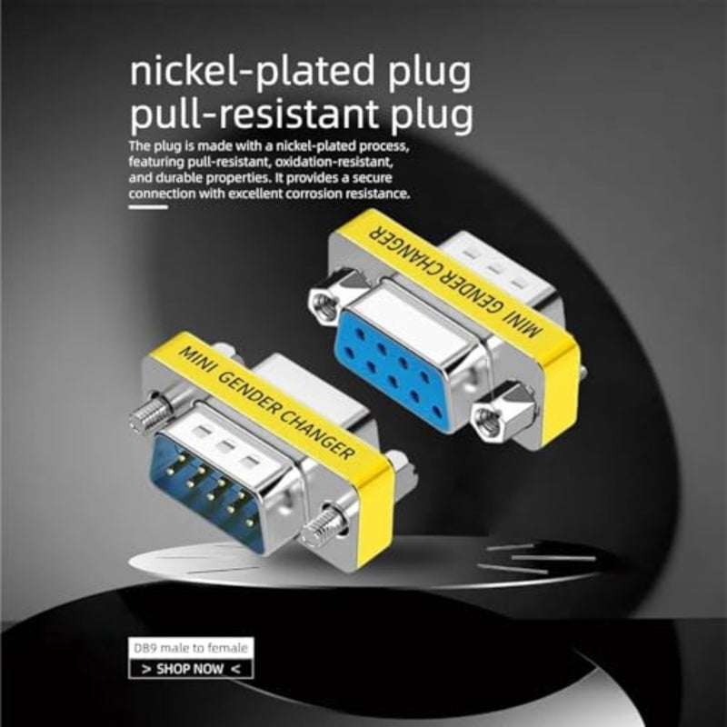 RS-232 null modem data transfer converter for industrial use, metal shielding with gold-plated pins, black, reliable signal integrity and durable connectivity - Image 3