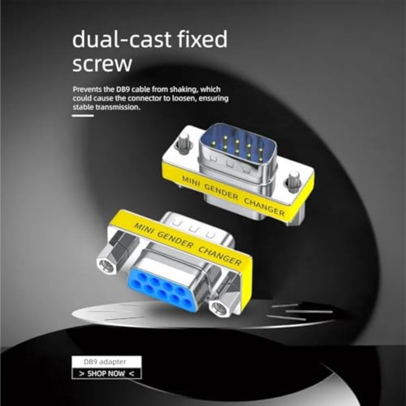RS-232 null modem data transfer converter for industrial use, metal shielding with gold-plated pins, black, reliable signal integrity and durable connectivity - Image 4