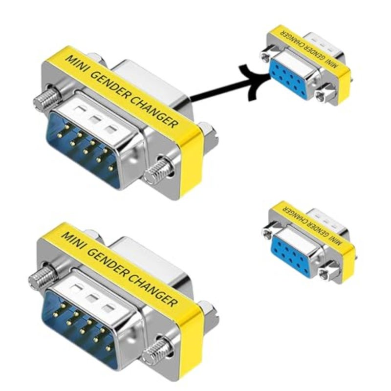 RS-232 null modem data transfer converter for industrial use, metal shielding with gold-plated pins, black, reliable signal integrity and durable connectivity - Image 1