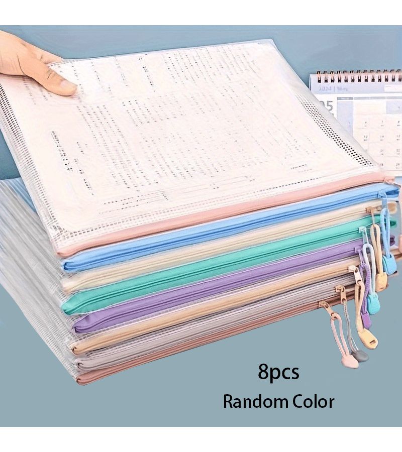 Clear Mesh Stackable Zipper Bags 8 Pack Assorted Colors For Travel Storage - Image 1