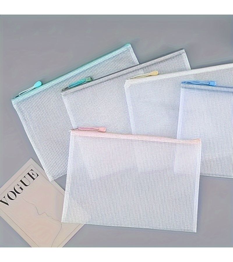 Clear Mesh Stackable Zipper Bags 8 Pack Assorted Colors For Travel Storage - Image 4