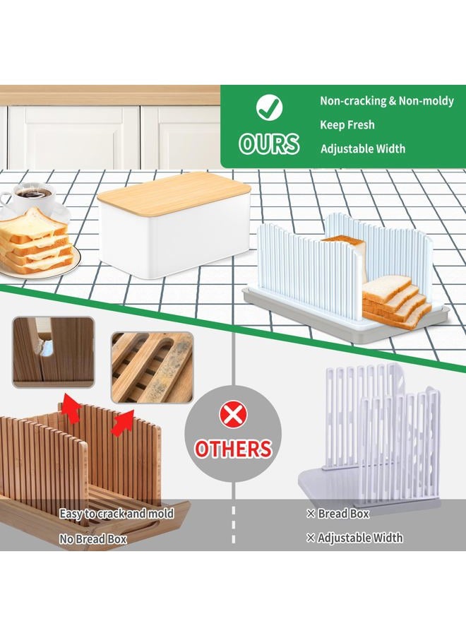 CAWIU Bread Slicer for Homemade Bread with Bread Box, Foldable Bread Cutter with Crumb Tray, Adjustable Width Bread Slicing Guide for Loafs, Sandwiches, Bagels, and Cakes - Image 5