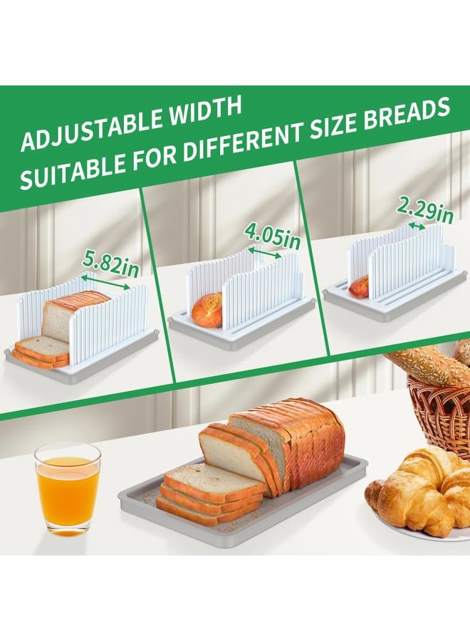 CAWIU Bread Slicer for Homemade Bread with Bread Box, Foldable Bread Cutter with Crumb Tray, Adjustable Width Bread Slicing Guide for Loafs, Sandwiches, Bagels, and Cakes - Image 4