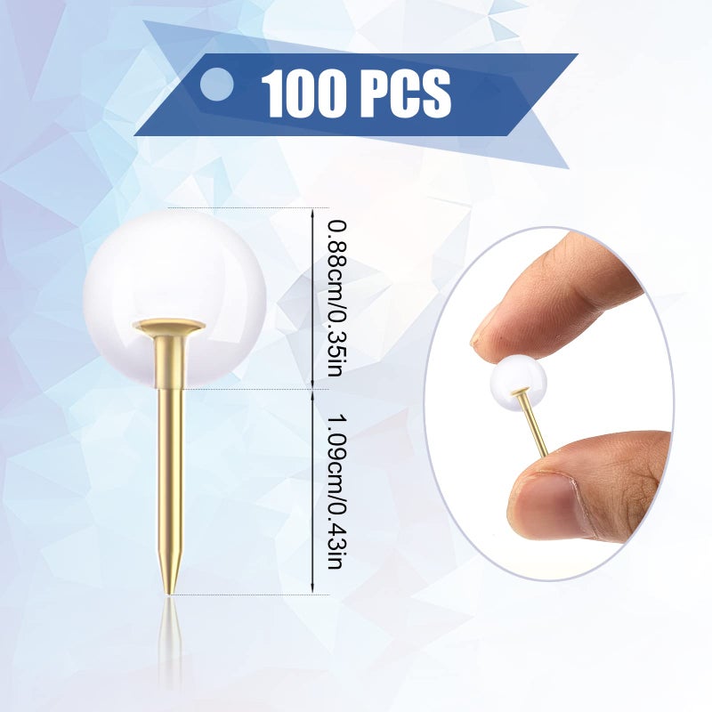 AIEX 100pcs Clear Round Push Pins, Gold Ball Push Pins with Storage Box Round Thumb Tacks Bulk for Daily Study Office Data Storage Organizing Files (Gold) - Image 2