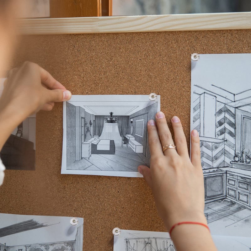 AIEX 100pcs Clear Round Push Pins, Gold Ball Push Pins with Storage Box Round Thumb Tacks Bulk for Daily Study Office Data Storage Organizing Files (Gold) - Image 4