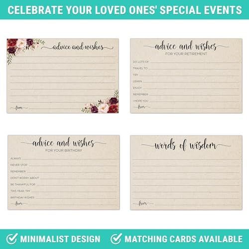 321Done Advice and Wishes Cards for Baby Shower, Retirement and Wedding - Well Wishes, Mr and Mrs, Bridal Shower, Words of Wisdom, Made in USA - Pack of 50, Large 4x6 Tan - Image 5