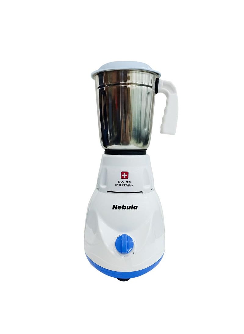 SWISS MILITARY - Swiss Military Nebula Juicer Mixer Grinder, 3 Stainless Steel Jars, ABS body and Premium Stainless Steel Blades, Auto Power Cut, 230 Volts, 500 Watts, 50Hz, 18,500 RPM Speed, 2 Year Warranty, White, 1 - Image 1