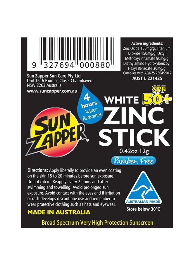 Sun Zapper Zinc Stick SPF 50+ Sunscreen 0.42 oz stick White - Image 5