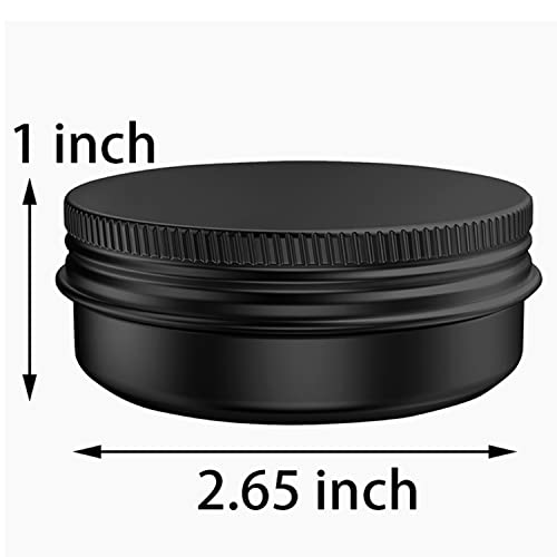 Axe Sickle 20 Pcs 2 Ounce Aluminum Tin Jars Containers Leak Proof Cosmetic Tin Jars Containers Round Screw Lids for Cosmetic, Salves, Balms, Lip Balm or Others, 60mL Black - Image 2