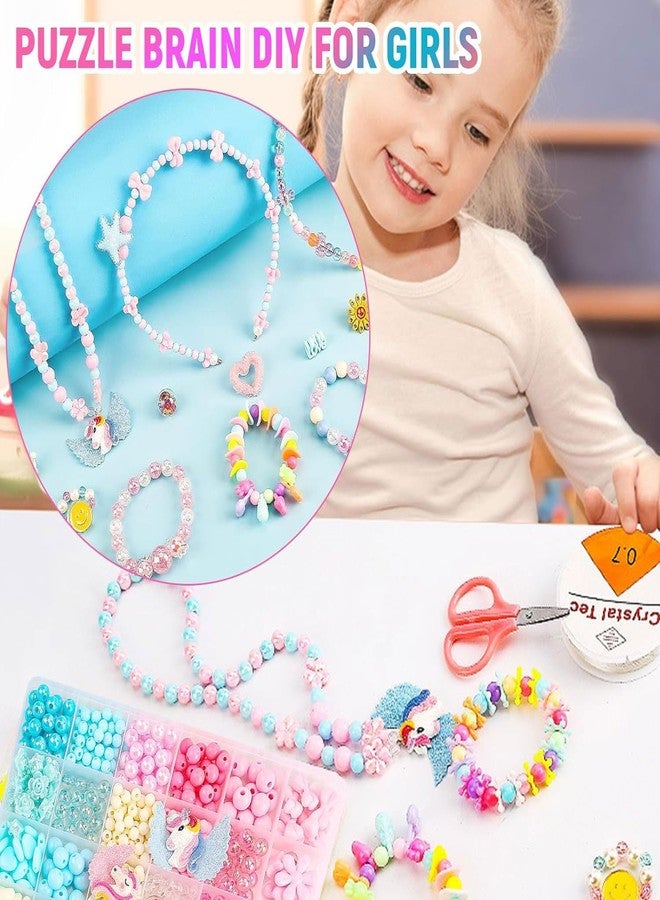 TREXEE 390Pcs Beads for Kids Crafts, Children's Jewelry Making Kit, DIY Bracelets Necklace Hairband and Rings Craft Kits for 4-12 Years Old Little Girls, Multicolor - Image 5
