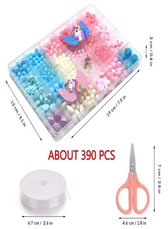 TREXEE 390Pcs Beads for Kids Crafts, Children's Jewelry Making Kit, DIY Bracelets Necklace Hairband and Rings Craft Kits for 4-12 Years Old Little Girls, Multicolor - Image 2