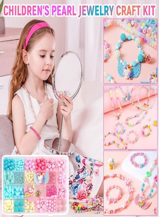 TREXEE 390Pcs Beads for Kids Crafts, Children's Jewelry Making Kit, DIY Bracelets Necklace Hairband and Rings Craft Kits for 4-12 Years Old Little Girls, Multicolor - Image 4