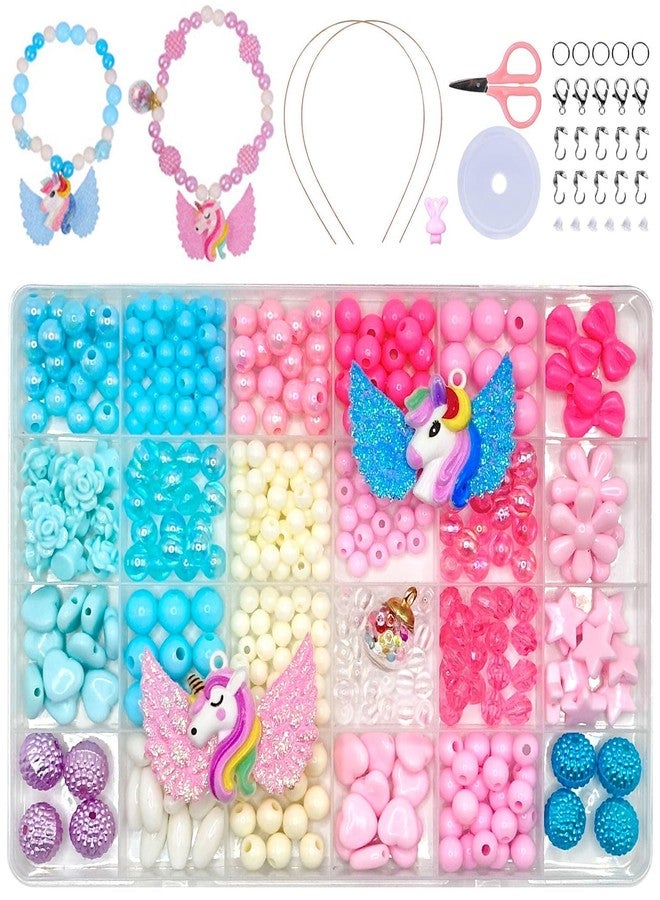 TREXEE 390Pcs Beads for Kids Crafts, Children's Jewelry Making Kit, DIY Bracelets Necklace Hairband and Rings Craft Kits for 4-12 Years Old Little Girls, Multicolor - Image 1