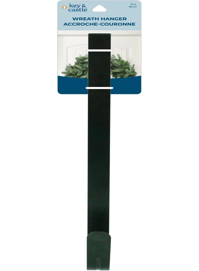 Jacent Key & Castle Wreath Hanger 15", Black Metal Indoor Outdoor Door Decoration Hook - Image 1