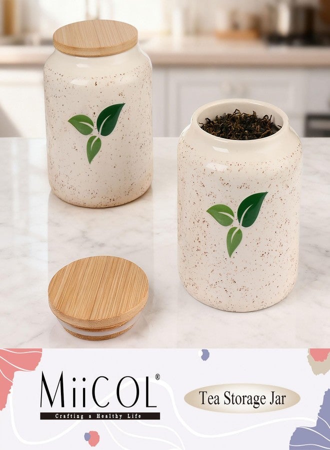 Miicol Ceramic Tea Storage Jars, Overnight Oats Containers with Lids, Kitchen Storage Meal Prep for Coffee Beans, Tea, Spices, Sugar & Flour, Easy to Clean - Image 2