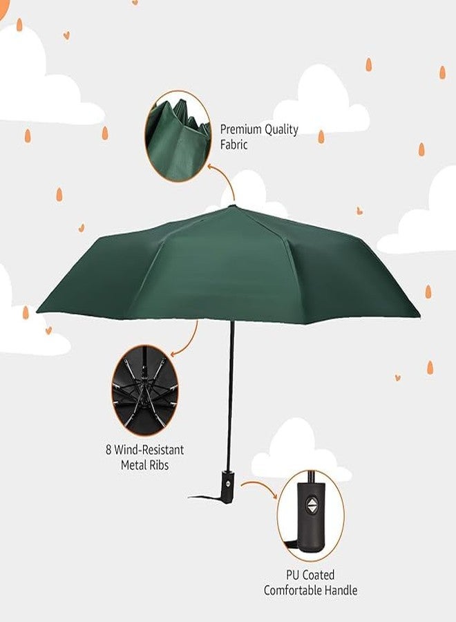QUALIZA Travel Umbrella - Auto Open/Close, Large Canopy, UV Protection, Ideal for Men & Women | Stylish, Durable, and Functional Design (Green) - Image 2