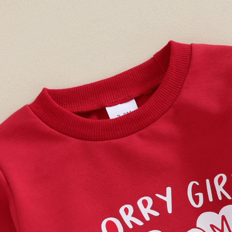 Gureui Baby Boy Valentines Day Outfit Long Sleeve Sweatshirt Pants Toddler Infant Clothes (A Red Mommy is My Valentine, 18-24 Months) - Image 5