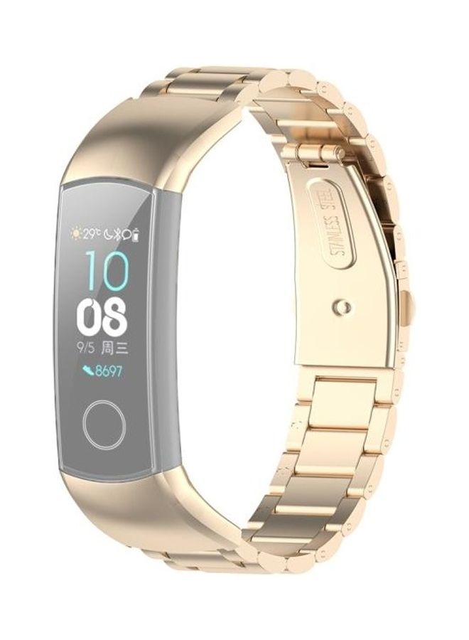 Three Beads Steel Wrist Strap Watchband For Huawei Honor Band 4 (CRS-B19)/Honor Band 5 (CRS-B19S) Gold - Image 1