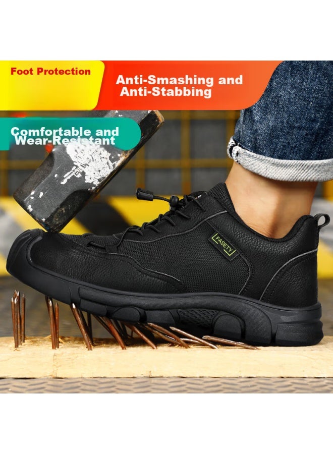 Jingtu Jingtu Safety Shoes For Men, Steel Toe Cap, Puncture-resistant, Lightweight, Wear-resistant, Breathable, Construction Site Work Shoes 0216bkf Size 44 - Image 2