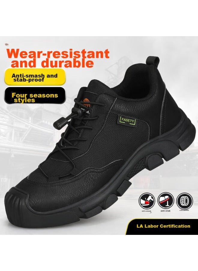 Jingtu Jingtu Safety Shoes For Men, Steel Toe Cap, Puncture-resistant, Lightweight, Wear-resistant, Breathable, Construction Site Work Shoes 0216bkf Size 44 - Image 1