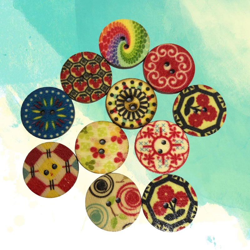 📦 100 قطعة أزرار خشبية ملونة بنمط رجعي للحياكة والأشغال اليدوية - Image 4
