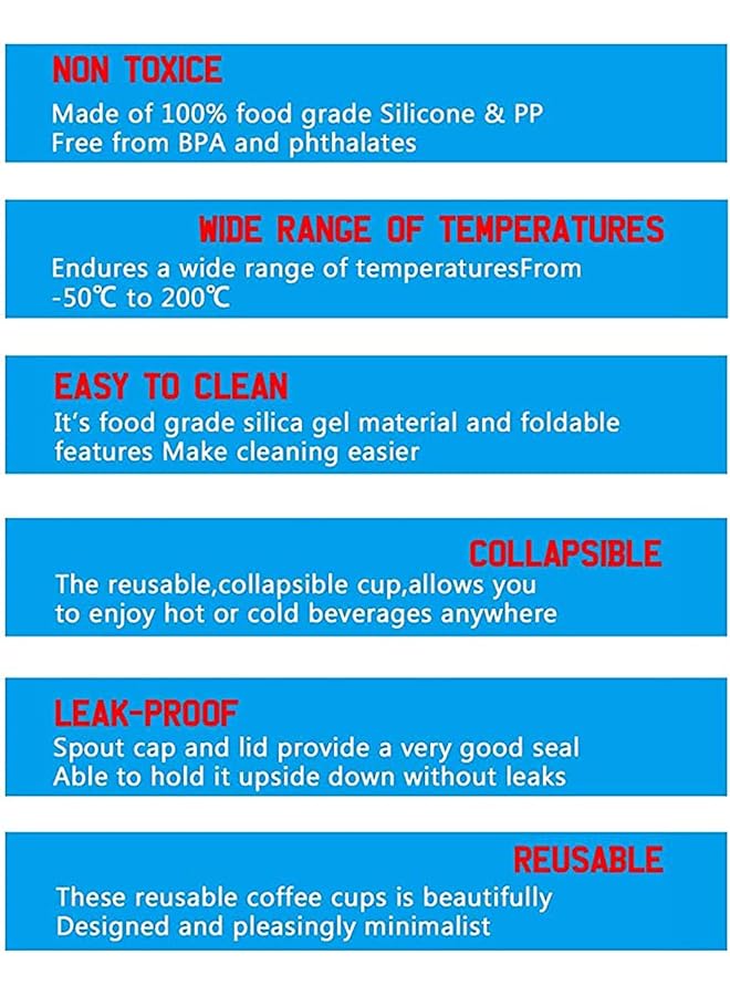 KASTWAVE Coffee Cup Silicone Collapsible Cup Eco Friendly Travel Cup Food Grade Silicone Cup Portable Cup Reusable Cups Leak Proof Folding Cup for Outdoor Camping Hiking（Gray 12 OZ /350 ML） - Image 5