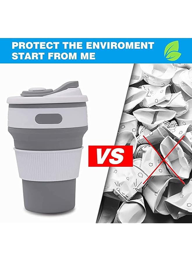 KASTWAVE Coffee Cup Silicone Collapsible Cup Eco Friendly Travel Cup Food Grade Silicone Cup Portable Cup Reusable Cups Leak Proof Folding Cup for Outdoor Camping Hiking（Gray 12 OZ /350 ML） - Image 4