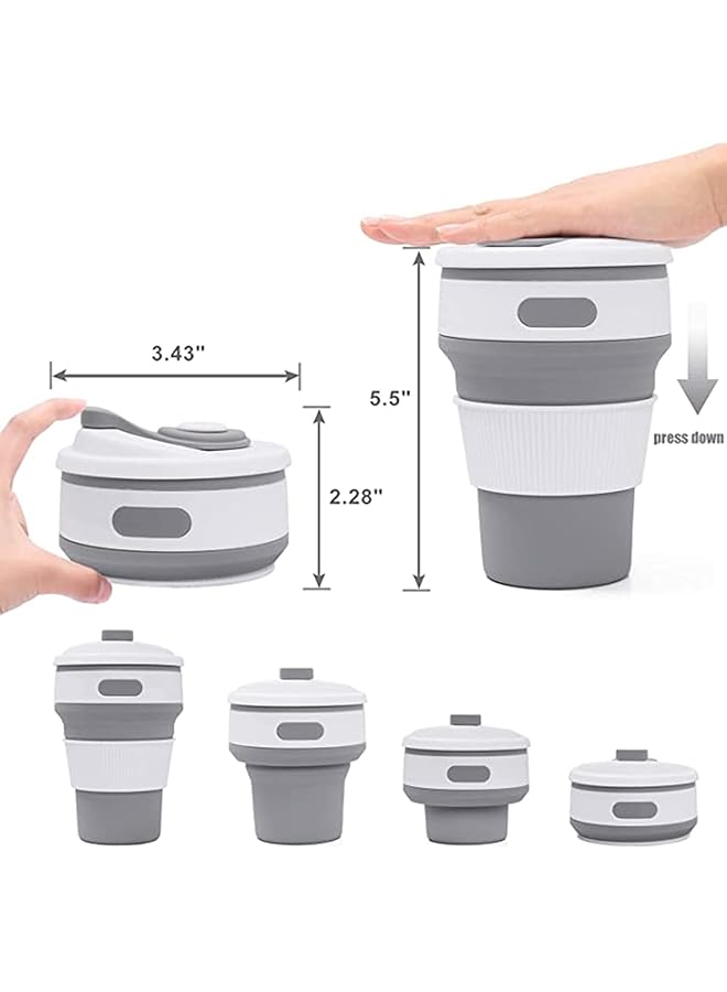 KASTWAVE Coffee Cup Silicone Collapsible Cup Eco Friendly Travel Cup Food Grade Silicone Cup Portable Cup Reusable Cups Leak Proof Folding Cup for Outdoor Camping Hiking（Gray 12 OZ /350 ML） - Image 3