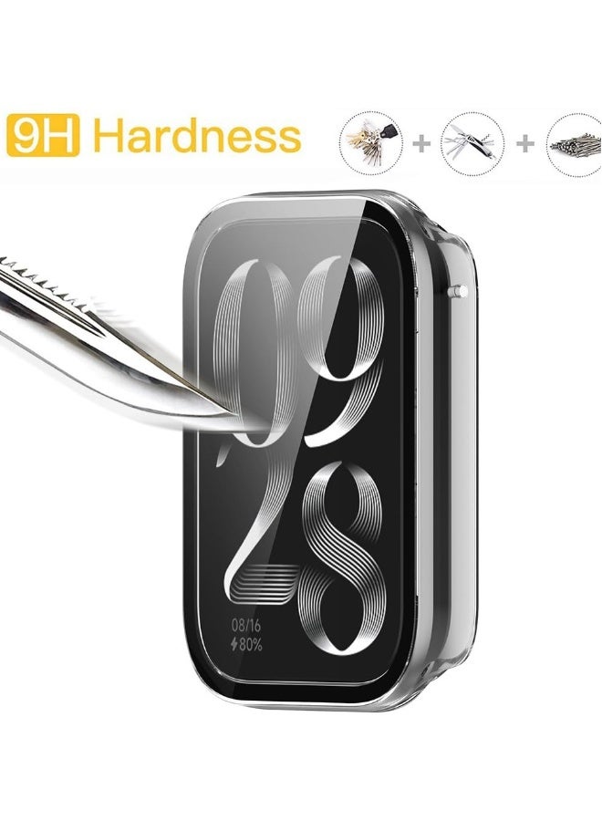 Case with Tempered Glass Screen Protector Compatible for xiaomi Band 8 pro, 9H 360° All-Round Protective Ultra Thin Protective PC Case Cover for Mi Band 8 Pro, 2 Pcs, Black Transparent - Image 4