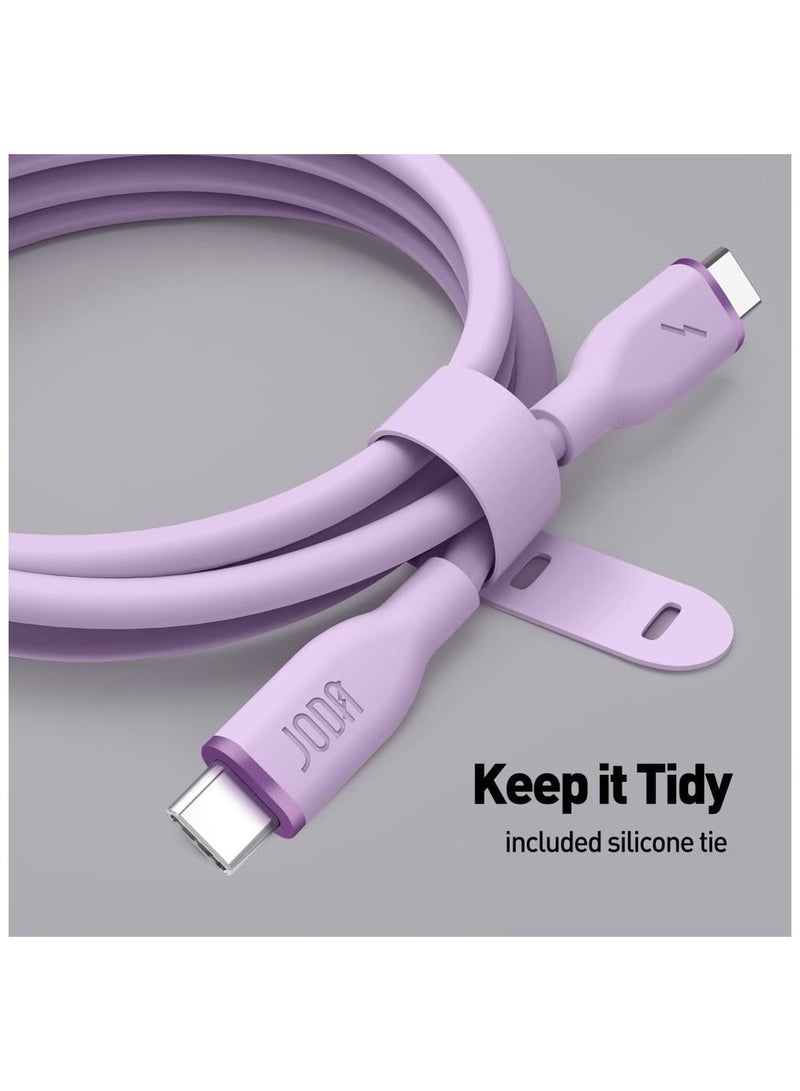 جودا كيبل شحن تايب سي إلى تايب سي ، ناعم من السيليكون، سريع وآمن بقوة 60 واط، بطول 1 متر ولون أنيق وردي. - Image 2