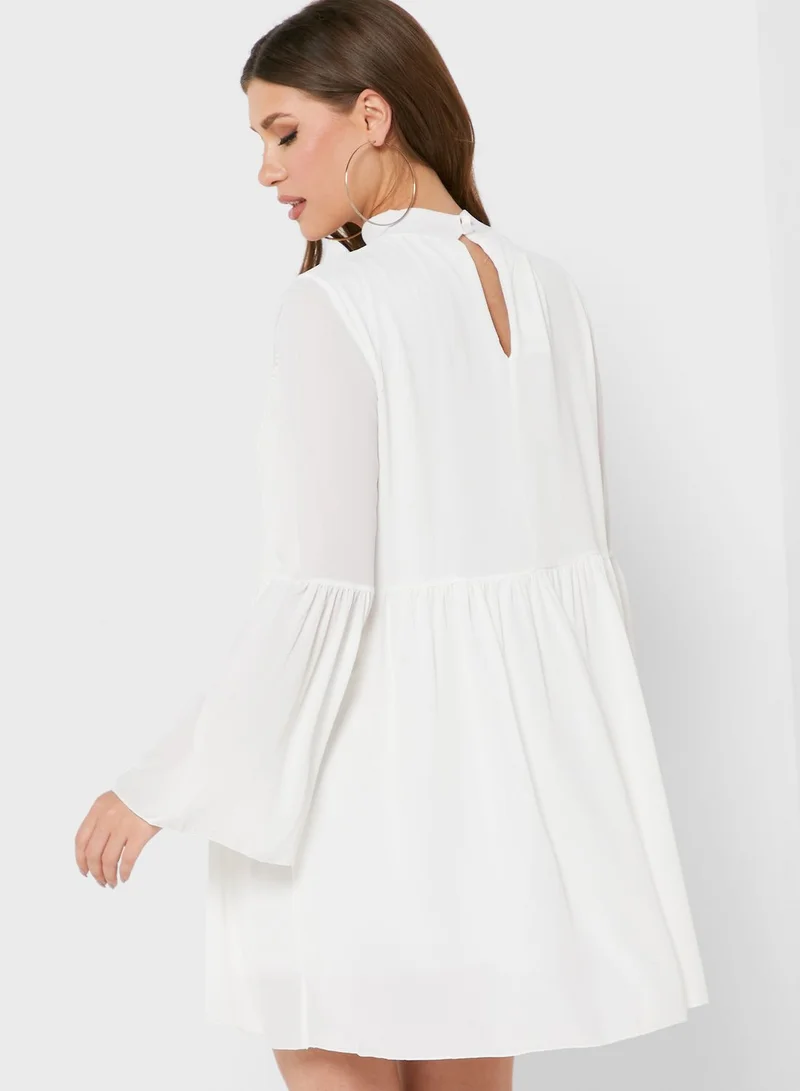 boohoo High Neck Pleated Dress