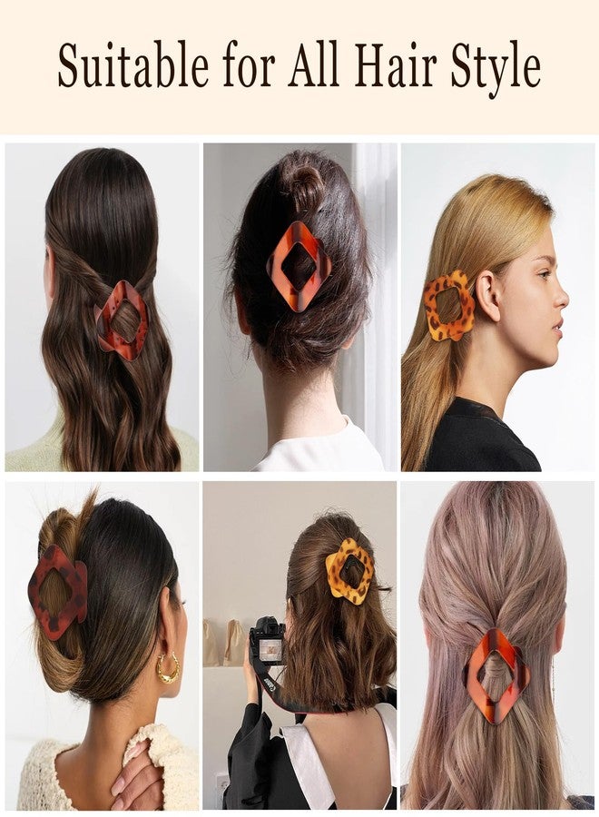 CURASA Flat Hair Clips for Women, 4PCS French Square Leopard Print Strong Hold Flat Claw Clips for Thick & Thin Hair, Lay Down Hair Claw Clips Hair Accessories for Women & Girls - Image 2