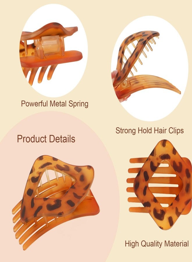 CURASA Flat Hair Clips for Women, 4PCS French Square Leopard Print Strong Hold Flat Claw Clips for Thick & Thin Hair, Lay Down Hair Claw Clips Hair Accessories for Women & Girls - Image 5