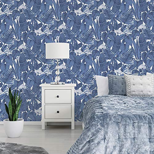 Tempaper Blue Raspberry Tropical Removable Peel and Stick Wallpaper, 20.5 in X 16.5 ft, Made in the USA - Image 3