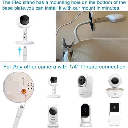 AISVAN Baby Monitor Mount Compatible with Nanit Pro Smart Baby Monitor & Flex Stand ,Also for Cameras with 1/4 Screw Mount Flexible Long Gooseneck ArmBaby Camera Holder Stand Without Tools - Image 4