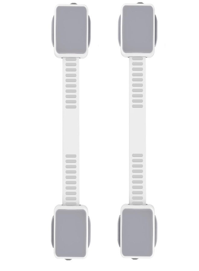 PAULTEMP 2 Pack Child Safety Cabinet Locks for Baby Proofing, Length Adjustable Latch Straps Dual Button Design for Drawers Fridge Refrigerator Doors Toilet Seat Oven - Image 1