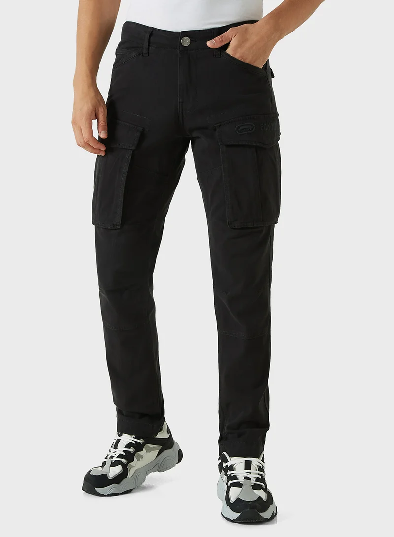 Ecko Unltd. Ecko Solid Relaxed Fit Cargo Pants with Pockets