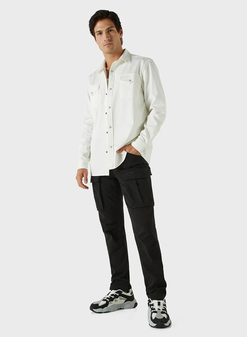 Ecko Unltd. Ecko Solid Relaxed Fit Cargo Pants with Pockets
