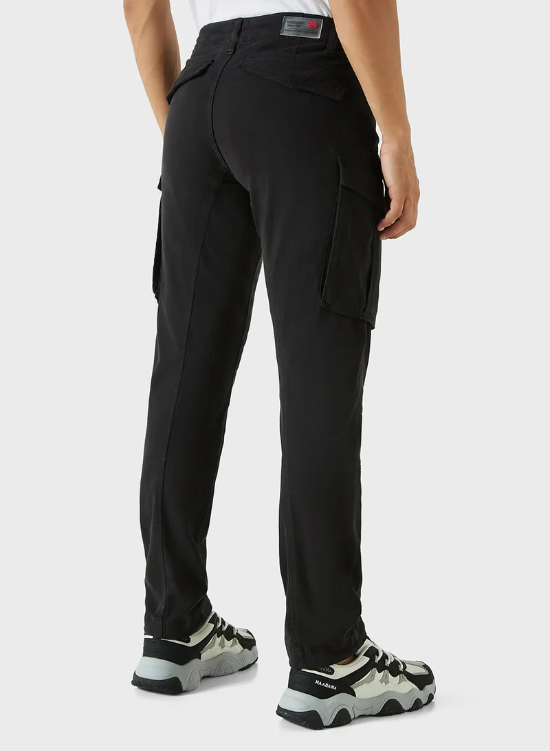 Ecko Unltd. Ecko Solid Relaxed Fit Cargo Pants with Pockets