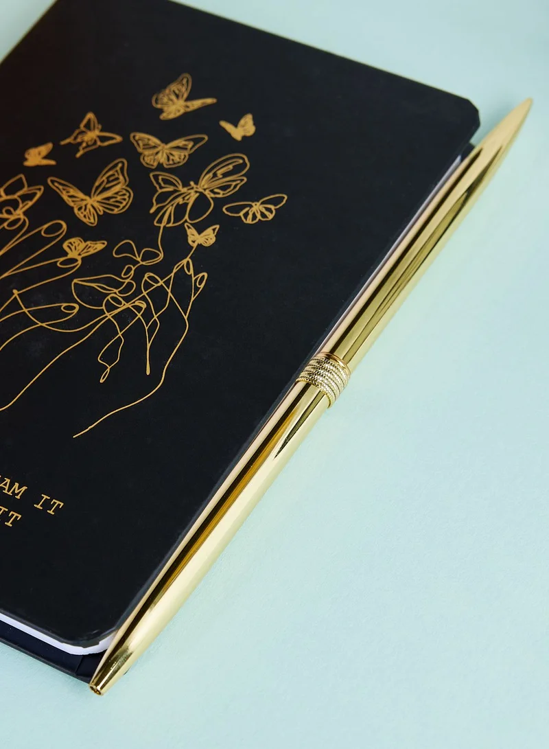 Back to school kit A6 Hardcover Notebook With Metallic Pen