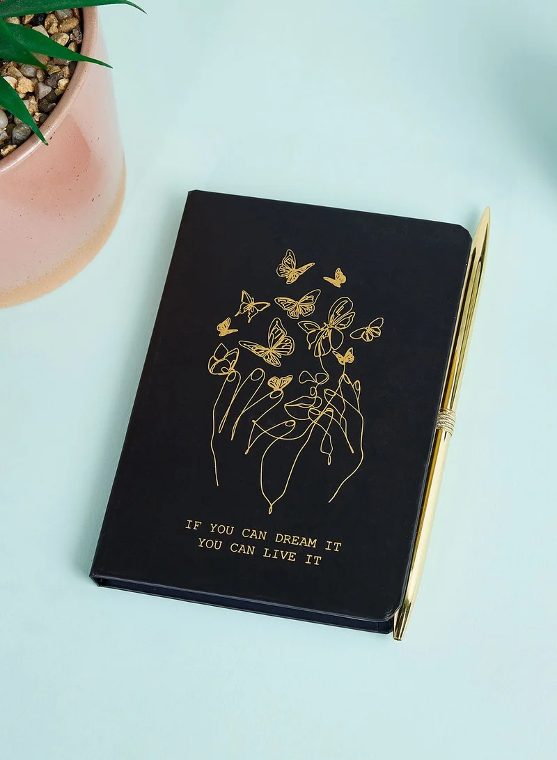 Back to school kit A6 Hardcover Notebook With Metallic Pen