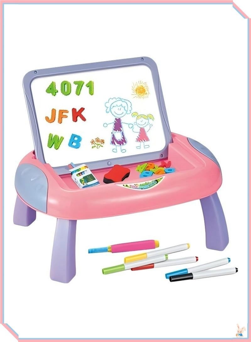 Kids Multifunctional Art Easel Activity Table, Double Sided Magnetic Drawing Board Play Desk with Colorful Magnetic Alphabet Letters, Washable Marker Pens & Eraser Set, Portable Toddler Educational Learning Painting Toy for Early Brain Development, Safe Smooth Round Edge Design, Ideal Indoor Home Preschool Learning Gift - Image 2