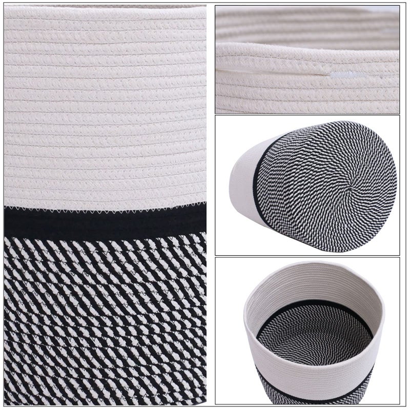 Oradrem Cotton Rope Plant Basket Modern Woven Basket for 10" Flower Pot Floor Indoor Planters,Storage Organizer Toys Rustic Home Decor,Beige 11"x 11" - Image 4
