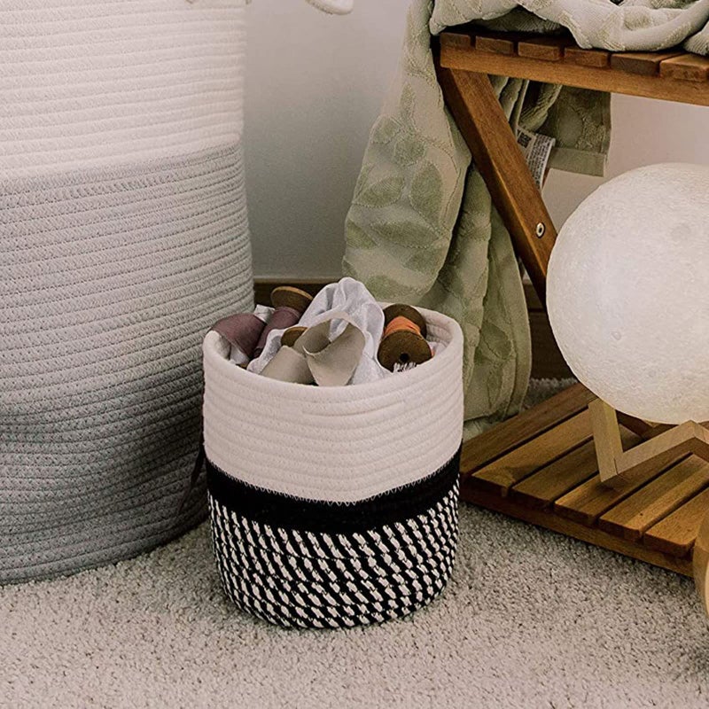Oradrem Cotton Rope Plant Basket Modern Woven Basket for 10" Flower Pot Floor Indoor Planters,Storage Organizer Toys Rustic Home Decor,Beige 11"x 11" - Image 5