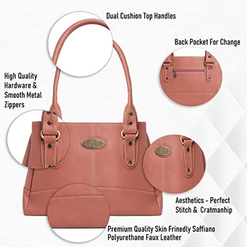 Fostelo Women's Birdie Satchel Tote Handbag for Women | Ladies Purse | Stylish Shoulder Bag | Gift For Women | Light Pink - Image 2