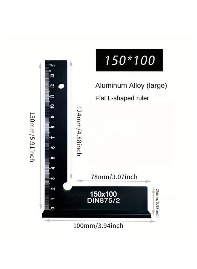 100x70 Aluminum Alloy Angle Square Rule Precision Measuring Tool with Scale - Image 4