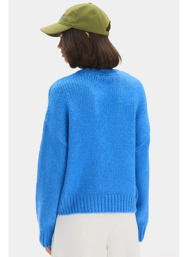 JUNE June Women Wide Fit Soft Texture Basic Knitwear Sweater Indigo