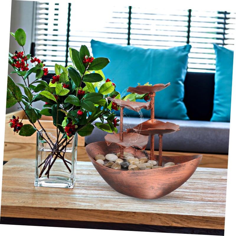 Lotus Leaf Ingot Indoor Waterfall Fountain with LED Light Plastic Desktop Decoration for Home Office - Image 4